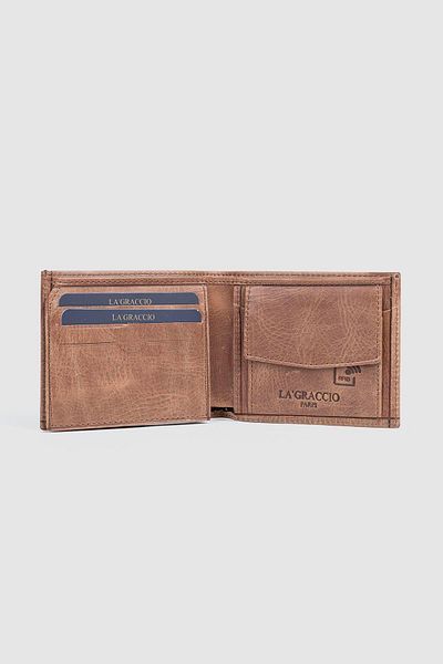 La La'Graccio Paris Мъжки портфейл от естествена кожа La'Graccio Paris, цвят Crazy Brown
