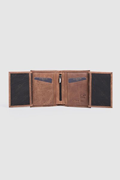 La La'Graccio Paris La'Graccio Paris Genuine Leather Men's Wallet Crazy Brown