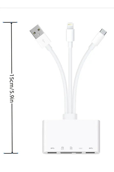 Genel Markalar 5in1 USB OTG Adaptörü ve SD Kart Okuyucu, iPhone/iPad, Type-c ve USB A Cihazlarla Uyumlu Çevirici