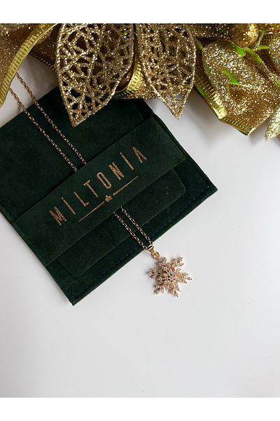 Miltonia Spinning Snowflake Steel Christmas Christmas Necklace