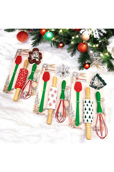 vanilinkitchen Yılbaşı Temalı Silikon Mutfak Seti - 4 Parça (KURABİYE KALIBI ...