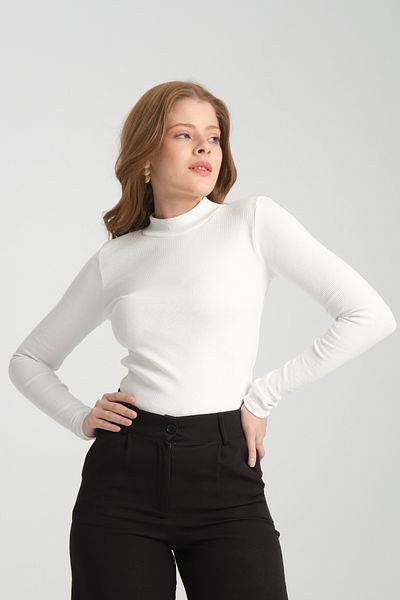 Lisirru Women's Half Turtleneck Full Length Long Sleeve Ribbed Basic Knitted Blouse