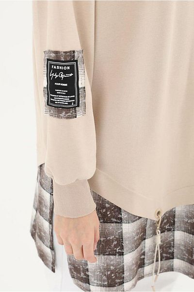 Moda Rosa 25K4429 - Dark Beige - Detailed Sweat