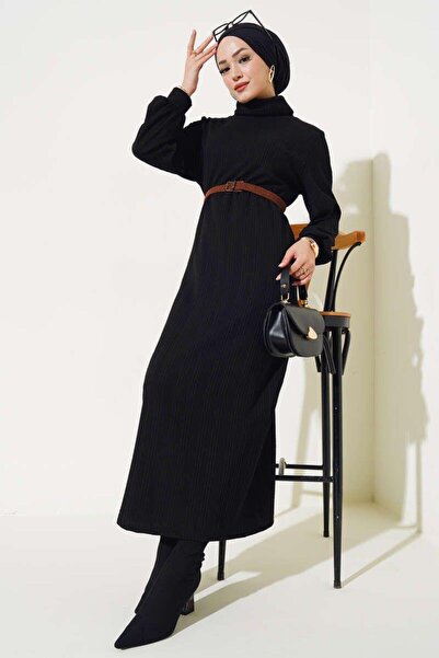 YILMAZBARMAZ γυναικείο φόρεμα με ζώνη μισό ζιβάγκο