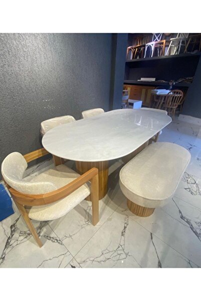 Home Beyaz Mermer Yemek Masası