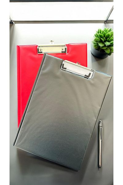 Farklı Bi Kağıt A4 Cover Secretary Plastic Red & Black Set of 2