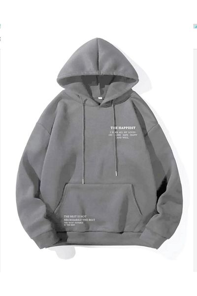 woonkey Κόκκινο Unisex Oversize φούτερ με κουκούλα - Happiest Printed