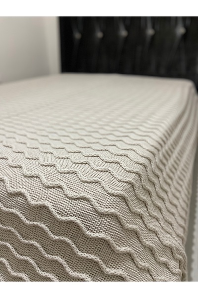 YGT Home Ay Dilli Triko Örgülü Çift Kişilik Yatak Örtüsü Taş | 240x260 Çift Kişilik Battaniye