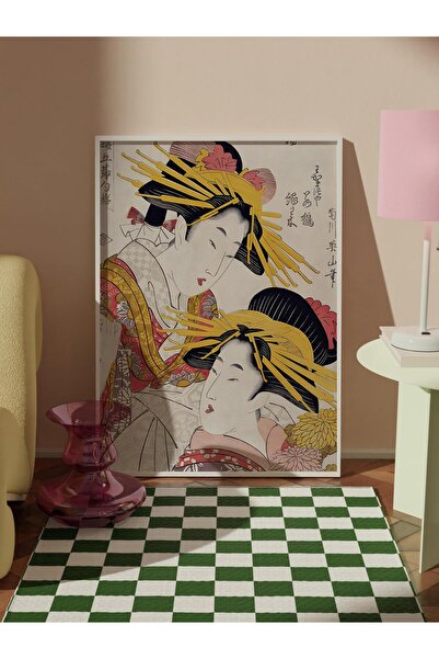 Postifull White Framed Painting, Poster and Frame Set, Wall Painting, Japanese Women Comfort Series No:1087