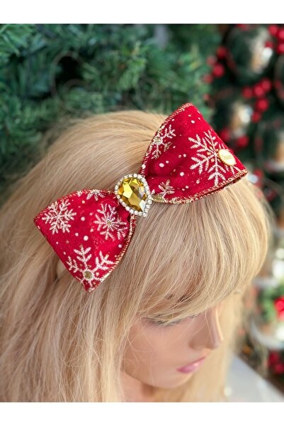 QUEEN AKSESUAR Γαλλικό σχέδιο - Βελούδινο φιόγκο με ασημί σχέδιο, Πρωτοχρονιά...