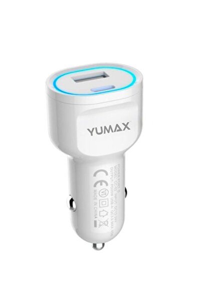 yumax Süper Hızlı Şarj Led Işıklı Dual USB Araç Şarj Başlığı | 55W Turbo Uyumlu