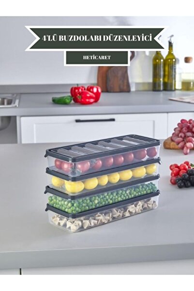 HETicaret Anthracite 4-Piece Refrigerator Organizer - Freezer and Microwave C...