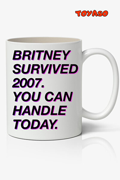 Toyaso كوب أبيض بتصميم Britney Survived 2007 هدية لصديق الحبيب