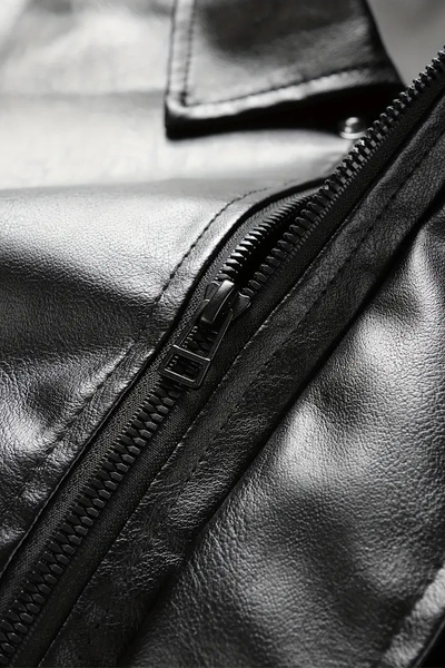 Moderk Unisex Oversize Vintage Siyah Deri Ceket