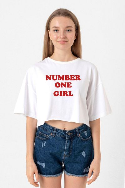Tshirthane Rose Number One Girl White Women's Crop Tshirt