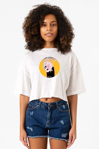 Tshirthane Meovv Meow White Gray Women's Crop Tshirt