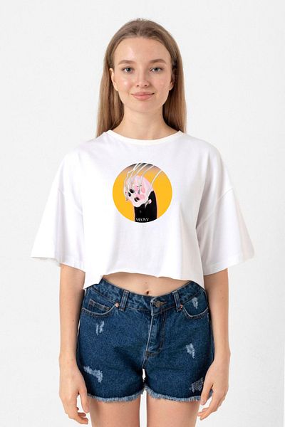 Tshirthane Meovv Meow White Women's Crop Tshirt