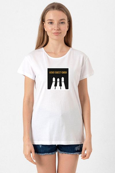 Tshirthane G-Dragon Home Sweet Home White Women's Crew Neck Tshirt
