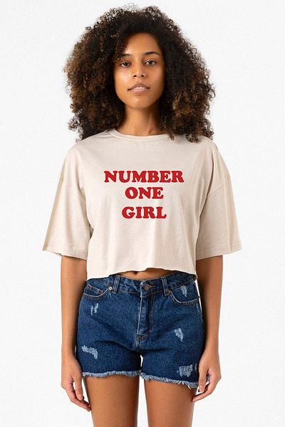 Tshirthane Rose Number One Girl Beige Women's Crop Tshirt
