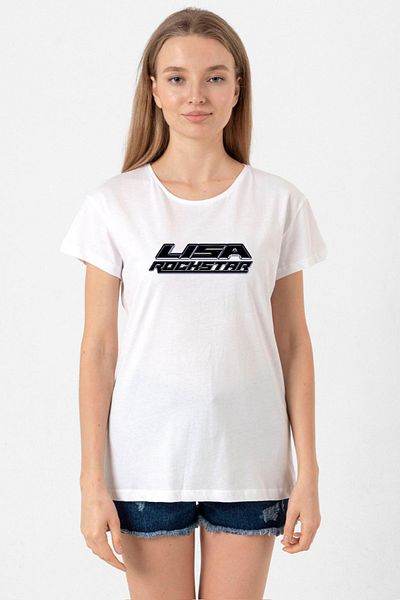 Tshirthane Lisa Rockstar White Women's Crew Neck Tshirt