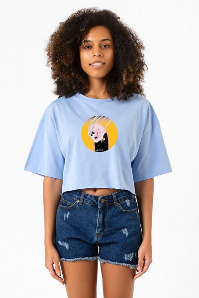 Tshirthane Meovv Meow Baby Blue Women's Crop T-Shirt