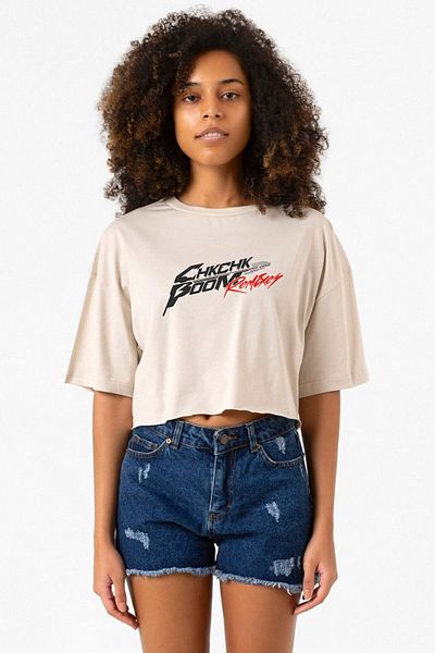 Tshirthane Stray Kids Chk Chk Boom Beige Women's Crop Tshirt