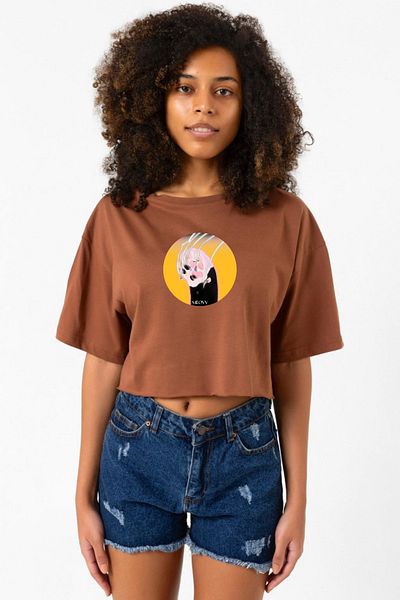 Tshirthane Meovv Meow Brown Women's Crop T-Shirt