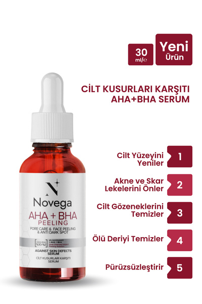 Novega Aha Bha Cilt Yenileyici Ve Eşitleyici Kırmızı Peeling Cilt Serumu