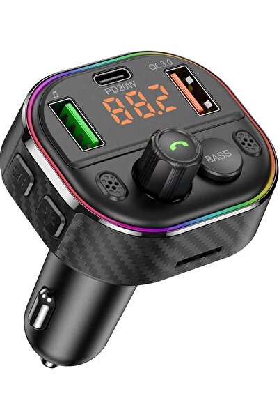 cosmostech Car T86M Araç Fm Transmitter 5.0 Bluetooth Araç Kiti Hızlı 20W Şar...
