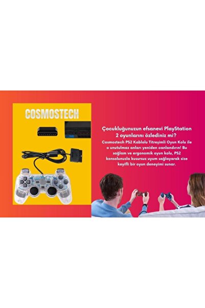 cosmostech Ps2 Controller Oyun Kolu , Titreşimli Gamepad Joystick