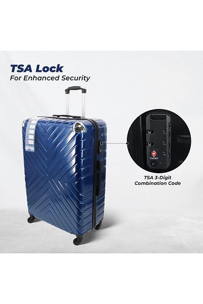 Endless Set Of 2 Luggage Trolleys | 75cm & 65cm | Hardsided Suitcase With Tsa Lock | Abs | Blue