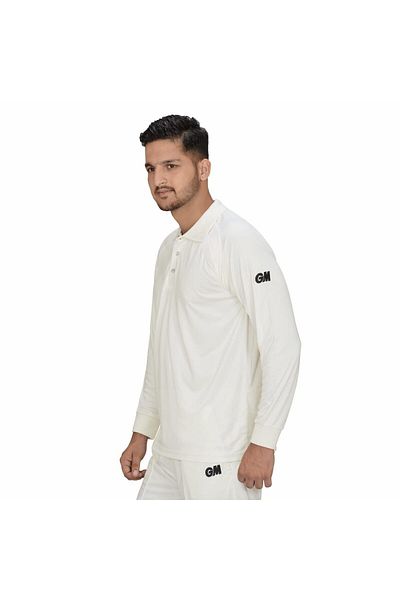 GM Full Sleeve Cricket T-shirt | Size Xl | White/navy | Comfortable & Stylish