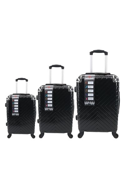 Endless Set Of 3 Polycarbonate Luggage | 75cm, 65cm (CHECK-IN) & 55cm (CABIN) | Black