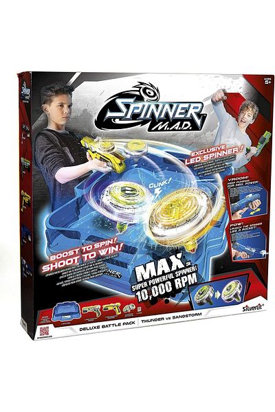 Silverlit مجموعة معركة Spinner M.A.D Deluxe: Thunder vs Sandstorm | أصفر/أخضر