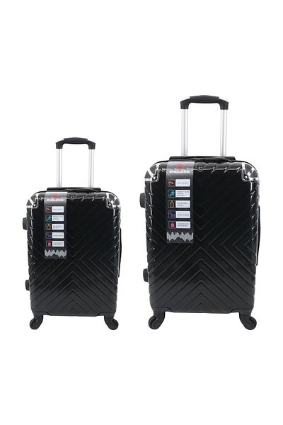 Endless Set Of 2 Luggage Trolleys | 55cm & 65cm | Hardsided Suitcase With Tsa Lock | Abs | Black