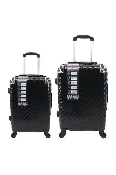 Endless Set Of 2 Luggage Trolleys | 75cm & 65cm | Hardsided Suitcase With Tsa Lock | Abs | Black