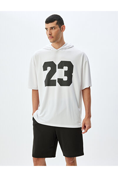 Koton Sportovní tričko oversize s kapucí a potiskem – poloviční rukáv