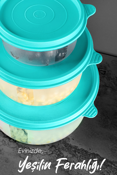 Meleni Home Green Food Bowl Set of 12 - Organizer Organizer, 12X600Ml Food Storage Container