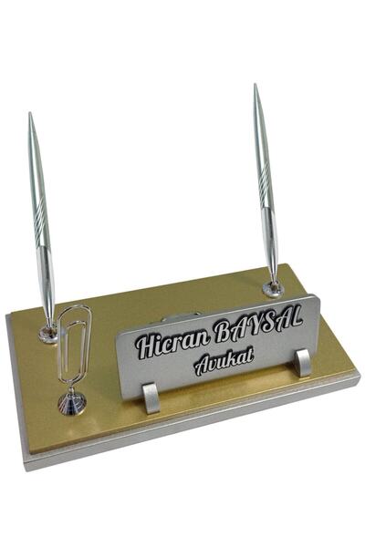 Sentez Masa Üstü İsimlik Yakut Ahşap Masa Isimliği Seti