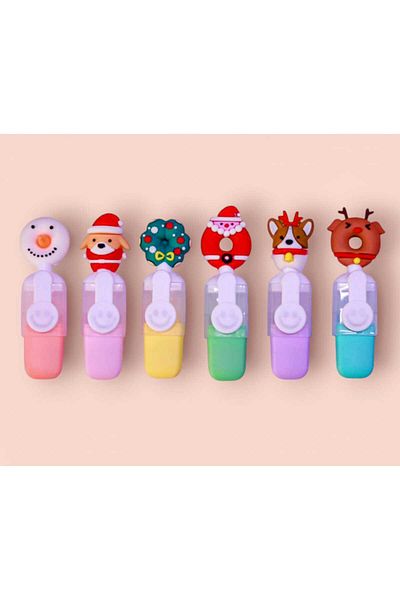 izmir yazici servis Set of 6 Mini Highlighters with New Year Santa Claus Figure