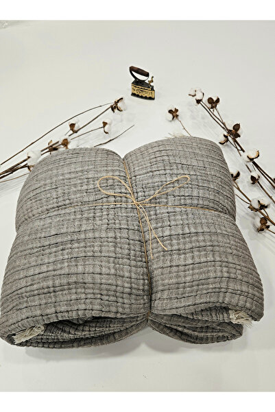 Gidia Gray 7 Layer Double Sided Padded Double Muslin Blanket 100% Cotton 230X240 cm