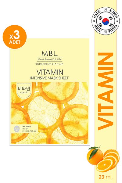 MBL Teresia 3-Pack Brightening and Moisturizing Face Mask with Vitamin C - Even Skin Tone