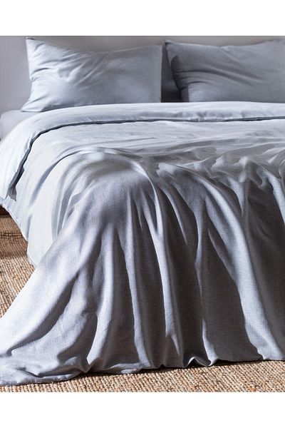 Madame Coco Benati King Size 100% Cotton Yarn Dyed Duvet Cover Set - Navy Blue