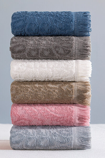 Fiyonk Home مجموعة من 6 مناشف ناعمة وذات قدرة على الامتصاص - 30 × 50 سم، تصميم للمطبخ واليد، مع تفاصيل هامشية