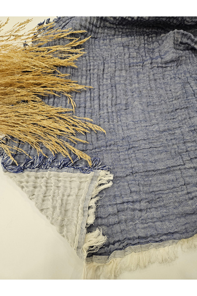 Gidia Τζιν Μπλε Κουβέρτα Μουσελίνας Διπλής Όψης 4 στρώσεων 100% Βαμβάκι 230x240 cm