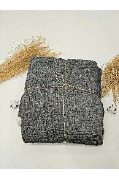 Gidia Anthracite Color 4 Layer Double Sided Double Muslin Blanket 100% Cotton 230X240 cm