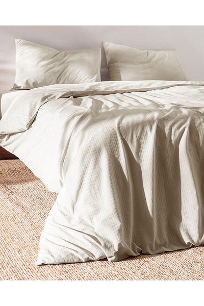 Madame Coco Rosalie Double Beige Duvet Cover Set - 100% Cotton, Dobby