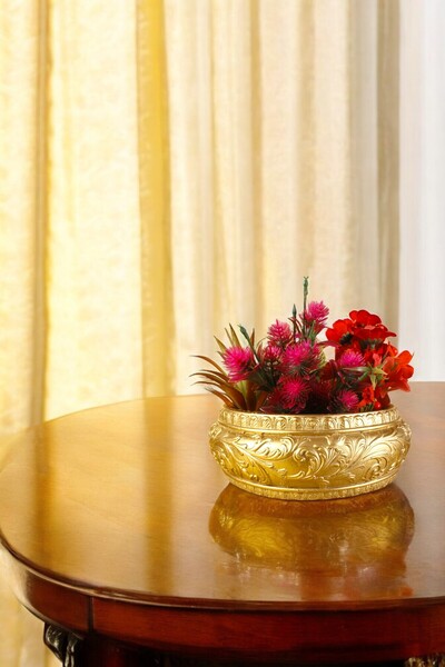 Evene Saksı Büyük Saksı Çiçek Saksısı Büyük Boy Saksı Salon Saksısı Model 5 Gold Saksı