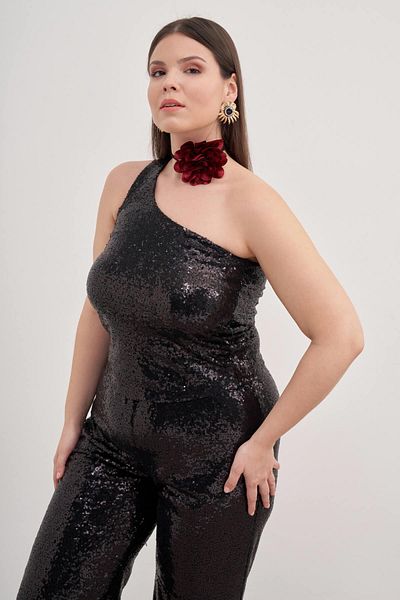 MYLİNE One Shoulder Lined Sequined Ball