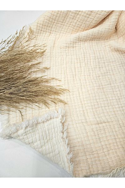 Gidia Ecru Color 7 Layer Double Sided Padded Double Muslin Blanket 100% Cotton 230X240 cm